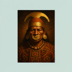 Moche warrior priest portrait with gold nose ornament poster 8