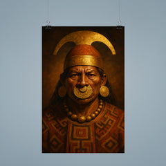 Moche warrior priest portrait with gold nose ornament poster 9