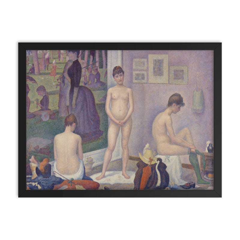 Models Poseuses by Georges Seurat framed print on a plain backdrop in size 18