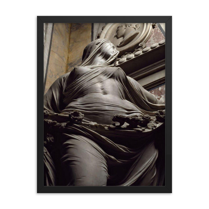 Modesty by Antonio Corradini, 1752 framed print on a plain backdrop in size 18