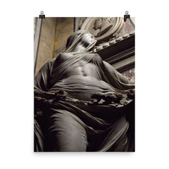 Modesty by Antonio Corradini, 1752 poster on a plain backdrop in size 8"x10".