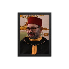 Mohammed VI of Morocco framed print on a plain backdrop in size 12"x16".