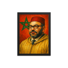 Mohammed VI of Morocco framed print on a plain backdrop in size 12"x16".