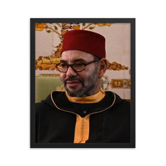 Mohammed VI of Morocco framed print on a plain backdrop in size 16"x20".