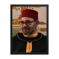 Mohammed VI of Morocco framed print on a plain backdrop in size 18"x24".