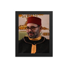 Mohammed VI of Morocco framed print on a plain backdrop in size 8"x10".