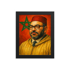 Mohammed VI of Morocco framed print on a plain backdrop in size 8"x10".