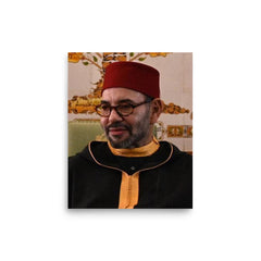 Mohammed VI of Morocco poster on a plain backdrop in size 8"x10".