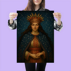 Mokosh Slavic goddess with embroidered constellations poster 3
