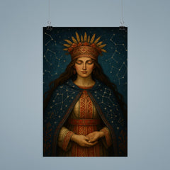 Mokosh Slavic goddess with embroidered constellations poster 9