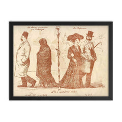 Molla Naseruddin Satirical Magazine Cover Depicting Elite Muslims' Dress in Home Countries vs. Western Europe, 1910s framed print on a plain backdrop in size 18"x24".