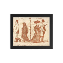 Molla Naseruddin Satirical Magazine Cover Depicting Elite Muslims' Dress in Home Countries vs. Western Europe, 1910s framed print on a plain backdrop in size 8"x10".