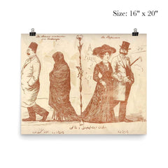 Molla Naseruddin Satirical Magazine Cover Depicting Elite Muslims' Dress in Home Countries vs. Western Europe, 1910s poster 2