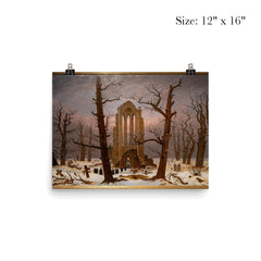 Monastery Cemetery in Snow by Caspar David Friedrich (after 1850) poster 3