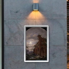 Monk Meditating near a Ruin by Moonlight by Frederik Marinus Kruseman, 1862 poster 2