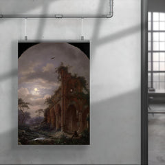 Monk Meditating near a Ruin by Moonlight by Frederik Marinus Kruseman, 1862 poster 4