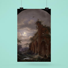 Monk Meditating near a Ruin by Moonlight by Frederik Marinus Kruseman, 1862 poster 6