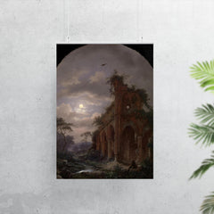 Monk Meditating near a Ruin by Moonlight by Frederik Marinus Kruseman, 1862 poster 7