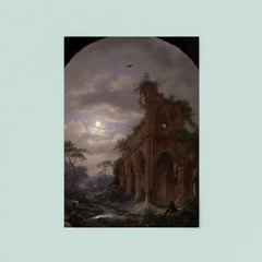 Monk Meditating near a Ruin by Moonlight by Frederik Marinus Kruseman, 1862 poster 8