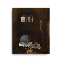 Monks in a Monastery by Franz Ludwig Catel, 1856 canvas print on a plain backdrop in size 16"x20".