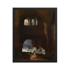 Monks in a Monastery by Franz Ludwig Catel, 1856 framed print on a plain backdrop in size 16"x20".