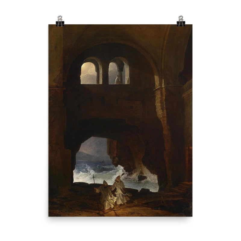 Monks in a Monastery by Franz Ludwig Catel, 1856 poster on a plain backdrop in size 8