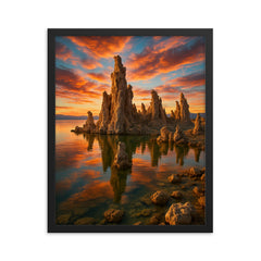 Mono Lake Tufa Towers California USA framed print on a plain backdrop in size 16"x20".