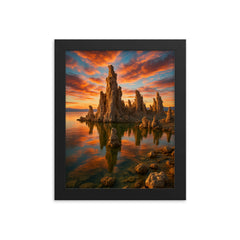 Mono Lake Tufa Towers California USA framed print on a plain backdrop in size 8"x10".
