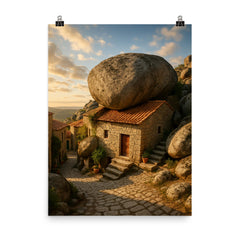 Monsanto Boulder Houses Portugal poster on a plain backdrop in size 8"x10".