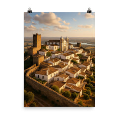 Monsaraz Hilltop Village Portugal poster on a plain backdrop in size 8"x10".