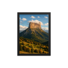 Mont Aiguille Vercors France framed print on a plain backdrop in size 12"x16".