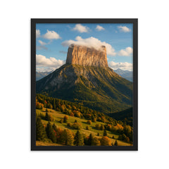 Mont Aiguille Vercors France framed print on a plain backdrop in size 16"x20".