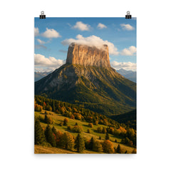 Mont Aiguille Vercors France poster on a plain backdrop in size 8"x10".