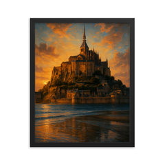 Mont Saint Michel framed print on a plain backdrop in size 16"x20".