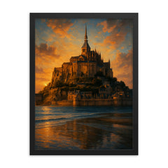 Mont Saint Michel framed print on a plain backdrop in size 18"x24".