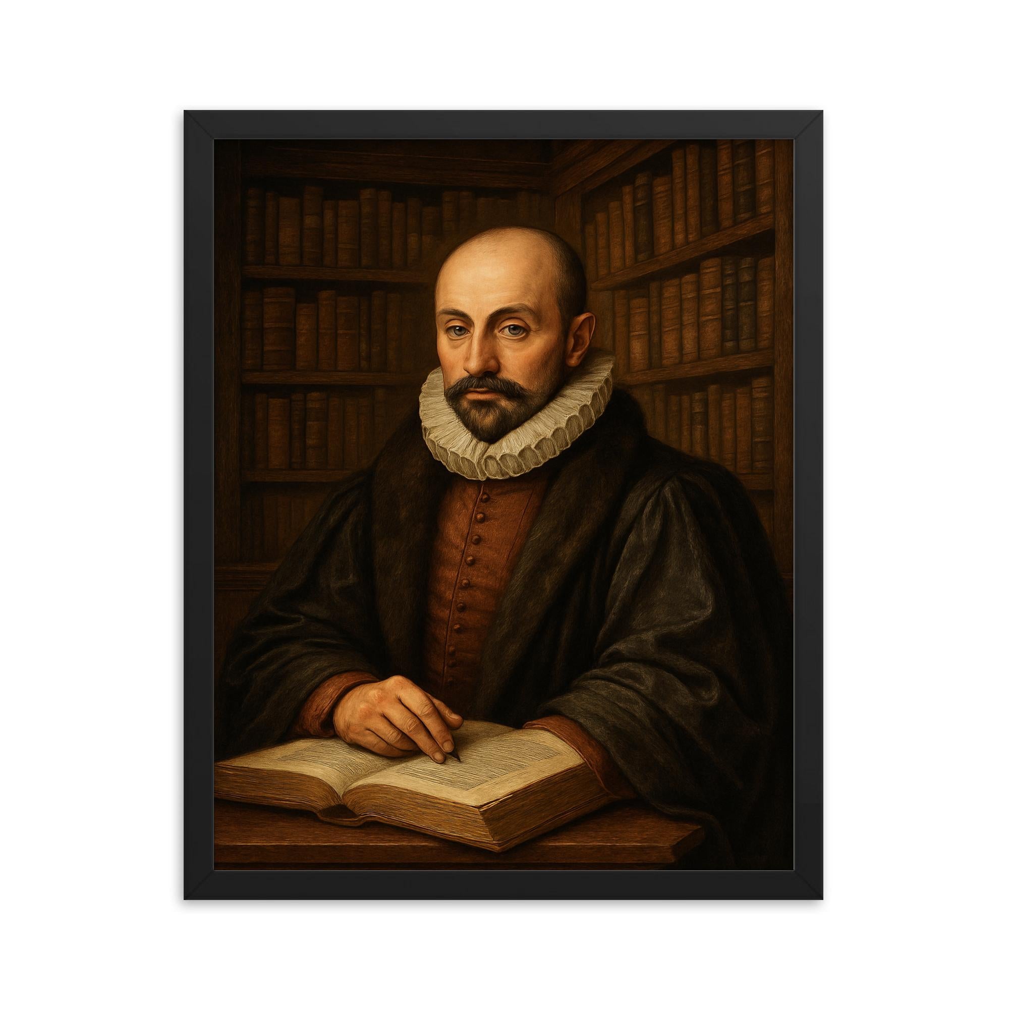 Library Framed Picture Montaigne Tower Library Framed Print Wall Art with Samba Wood Frame ...
