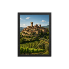 Montefioralle Tuscany Italy framed print on a plain backdrop in size 12"x16".