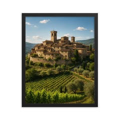 Montefioralle Tuscany Italy framed print on a plain backdrop in size 16"x20".