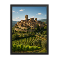 Montefioralle Tuscany Italy framed print on a plain backdrop in size 18"x24".