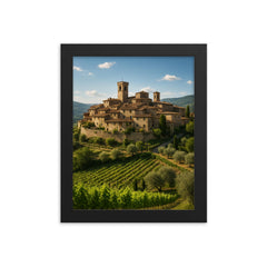 Montefioralle Tuscany Italy framed print on a plain backdrop in size 8"x10".