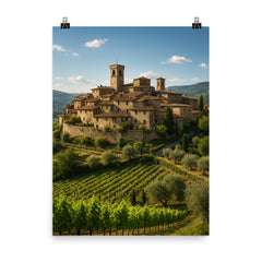 Montefioralle Tuscany Italy poster on a plain backdrop in size 8"x10".