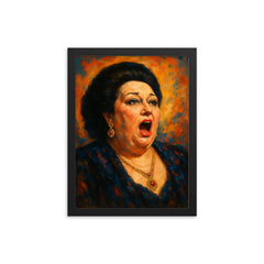 Montserrat Caballe framed print on a plain backdrop in size 12"x16".