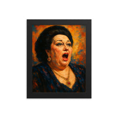 Montserrat Caballe framed print on a plain backdrop in size 8"x10".