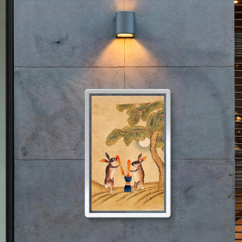 Moon Bunny of Immortality - Classic Minhwa Korean Mythology Folk Art poster 2