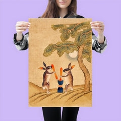 Moon Bunny of Immortality - Classic Minhwa Korean Mythology Folk Art poster 3