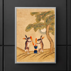 Moon Bunny of Immortality - Classic Minhwa Korean Mythology Folk Art poster 5