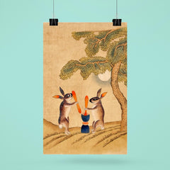 Moon Bunny of Immortality - Classic Minhwa Korean Mythology Folk Art poster 6