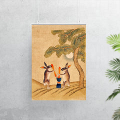 Moon Bunny of Immortality - Classic Minhwa Korean Mythology Folk Art poster 7