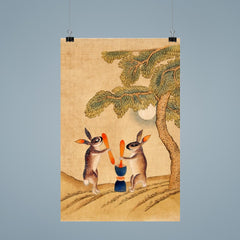 Moon Bunny of Immortality - Classic Minhwa Korean Mythology Folk Art poster 9