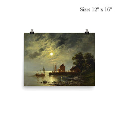 Moonlight Landscape with Fishermen by Johann Jungblut poster 3